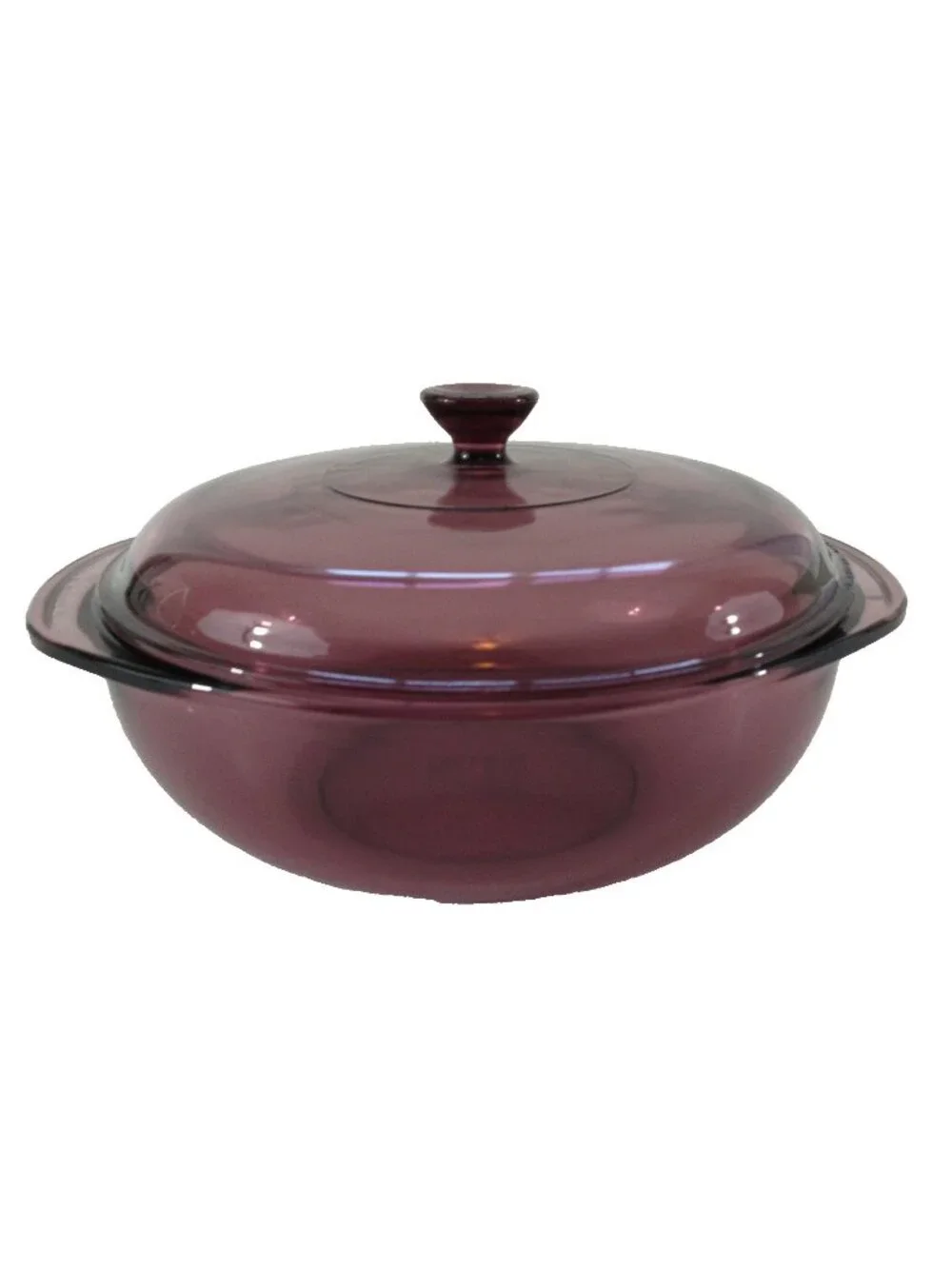 Vintage Pyrex Cranberry or Amethyst 2-Quart Round Covered Casserole Dish